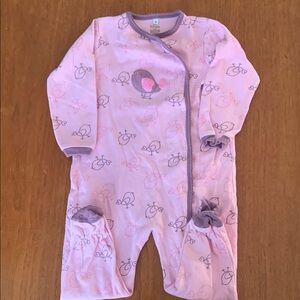 😊FREE😊 Pekkle Pink Bird Patterned Kids Footies size 24m